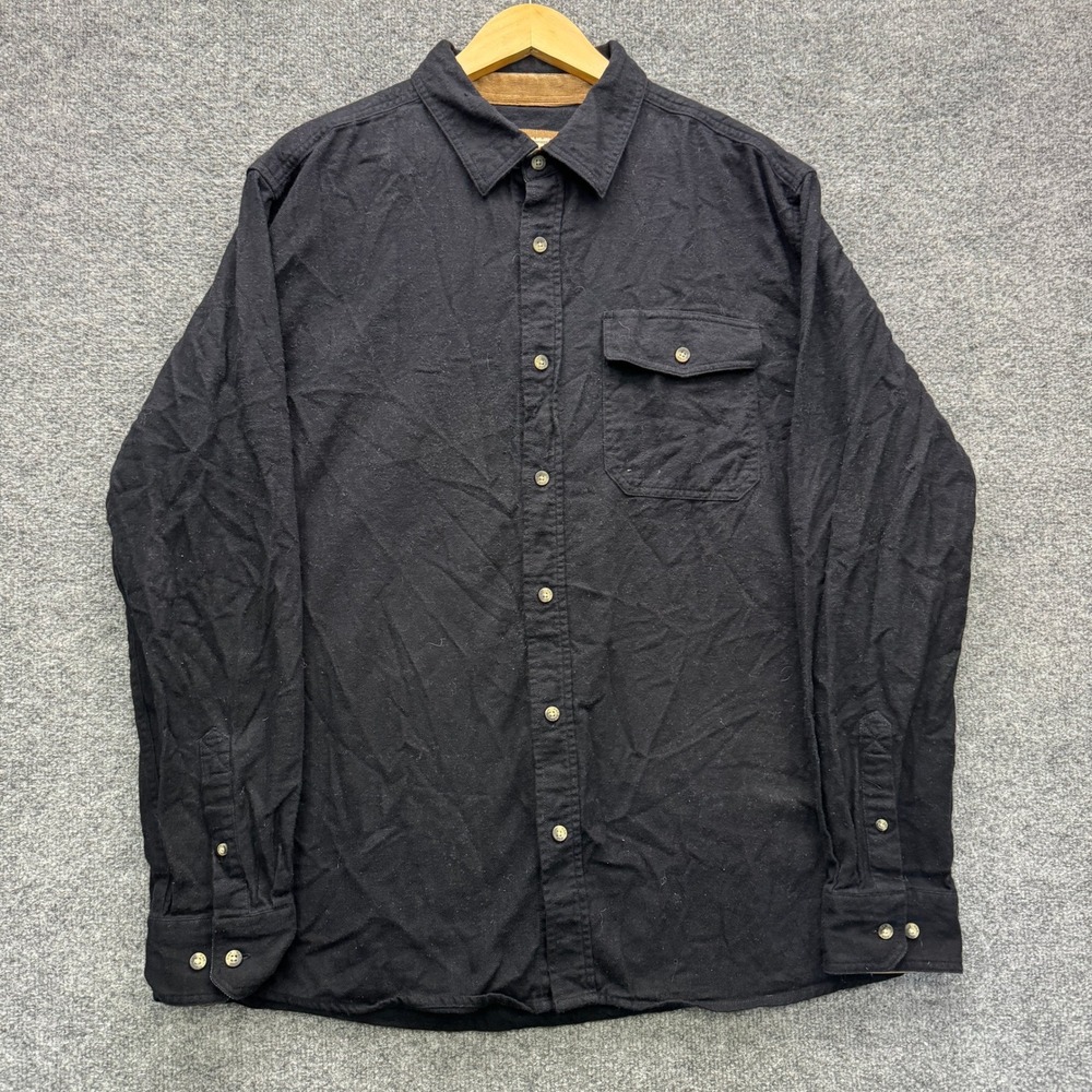 CQR Heritage of Flannels Button Shirt Mens L Black Long Sleeve Flannel Casual